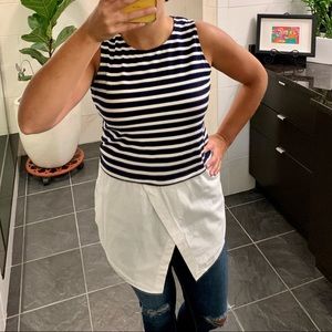 DONATED Neiman Marcus Blouse - Sz L - Navy/White